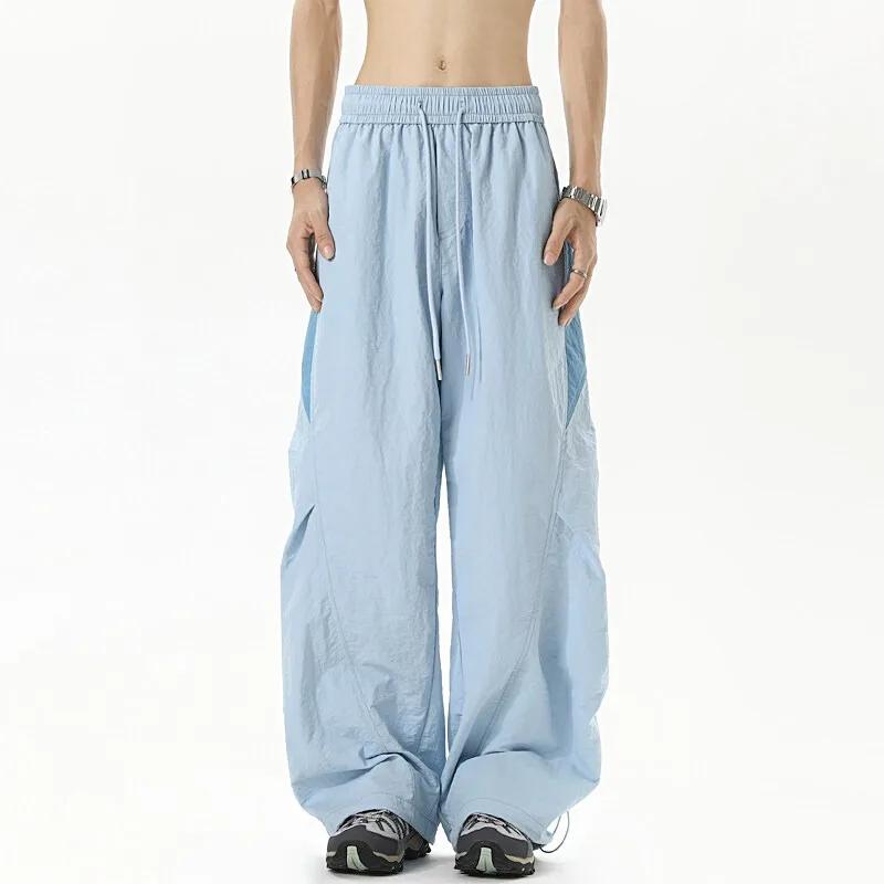 Kyn Apparel Dopamine Cool Color blocked Trendy Brand Street Dance Hip Hop Wide Leg Sports Pants Summer Thin Quick drying Parachute