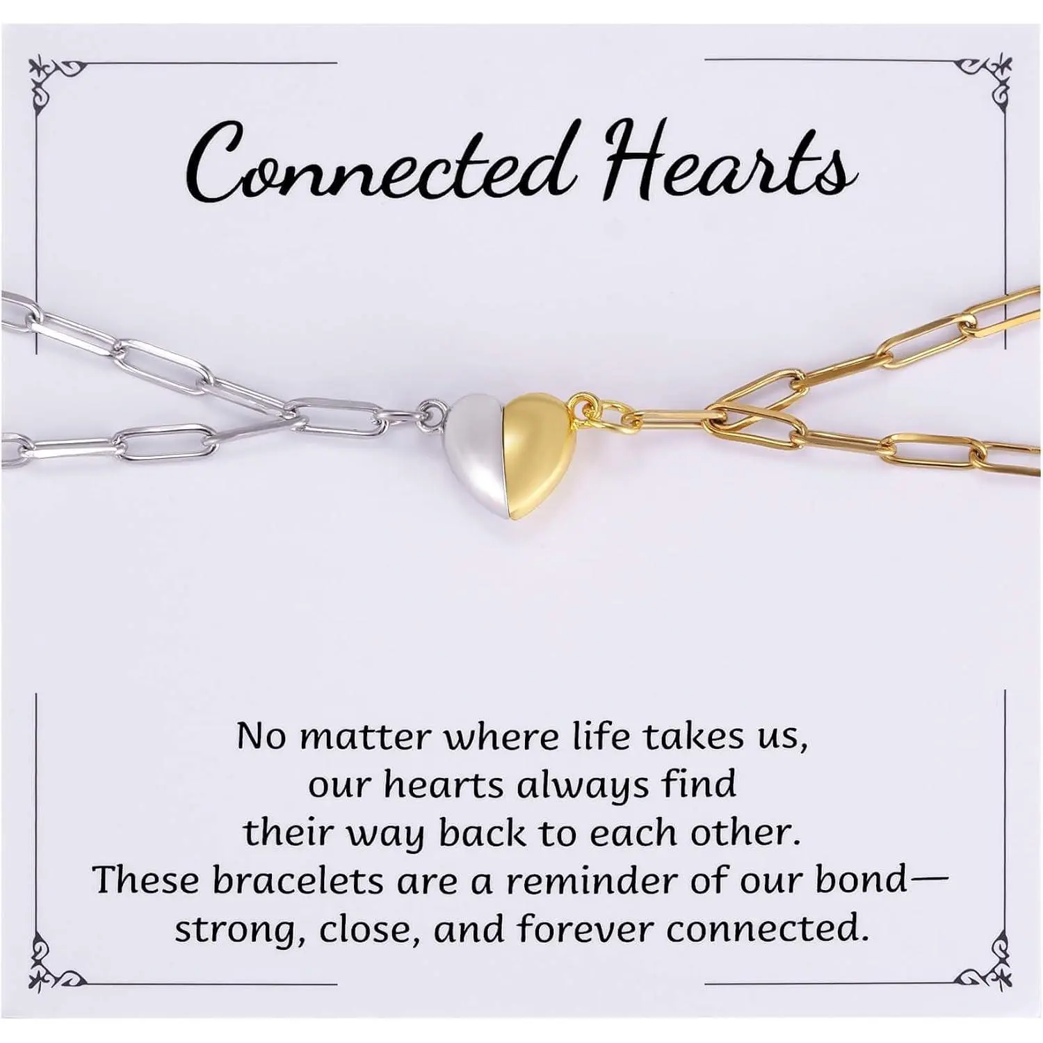 Heart Bracelet Set - Matching Love Couple Bracelet, Long Distance Relationship  Bracelets for Girlfriend Boyfriend,   Stainless Steel Friendship