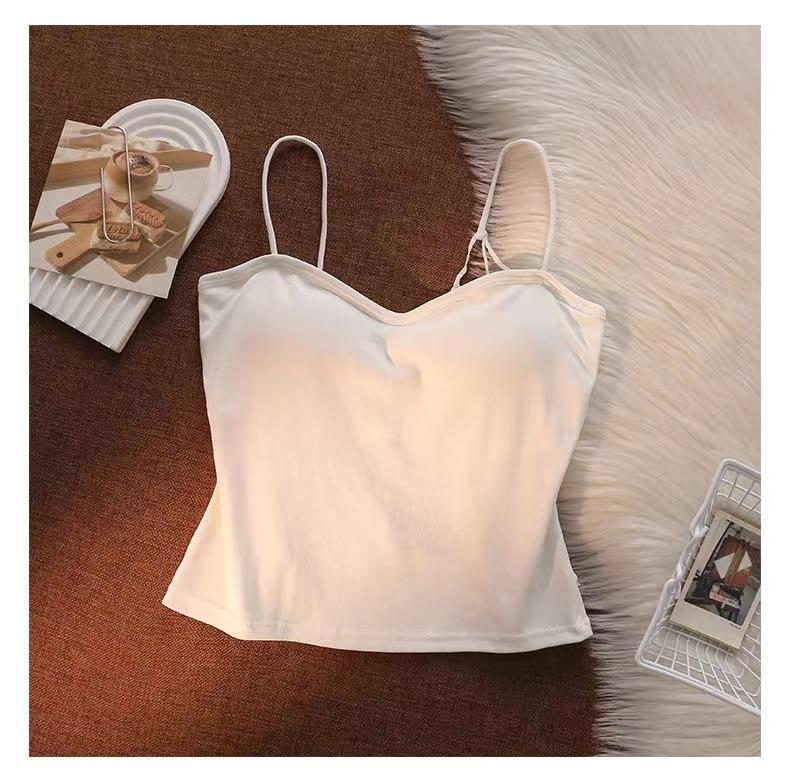 White Camisole Vest for Women Summer Inner Wear with Chest Pad Spider Web Beautiful Back Bra Integrated Sweet Spicy Girl TubeWomenswear Tops Workout Tops Spaghetti Strap Basic Workout Sets Women Sports Bra Casual Minimalist Short Sleeveless
