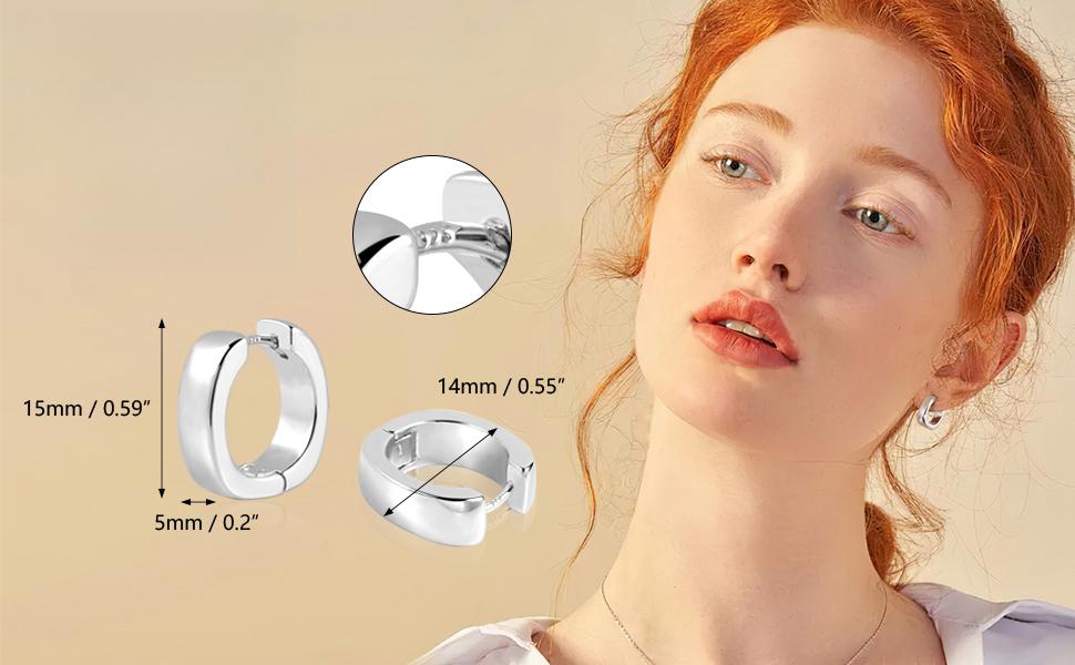 925 Sterling Silver Small Chunky Hoop Earrings for Women, 14K Gold Plated Trendy Huggie Hoops, Hypoallergenic Thick Small Hoop Earrings