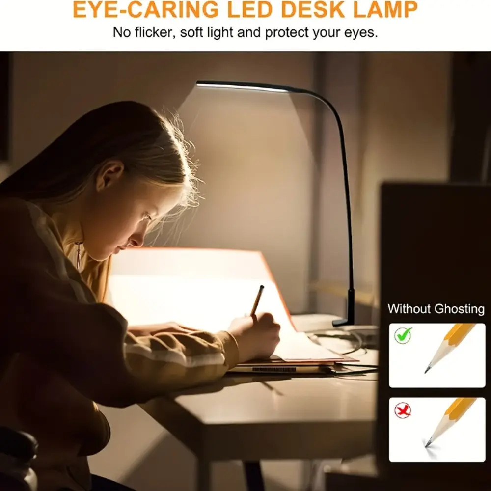 Clip-on Eye-care Lamp with Flexible Gooseneck, Soft Lighting Reading Light for Dorm Desk and Bedside Study, Adjustable Bright Light, Thoughtful Practical Gift for Christmas, Thanksgiving, Valentine’s Day and New Year Holiday Presents