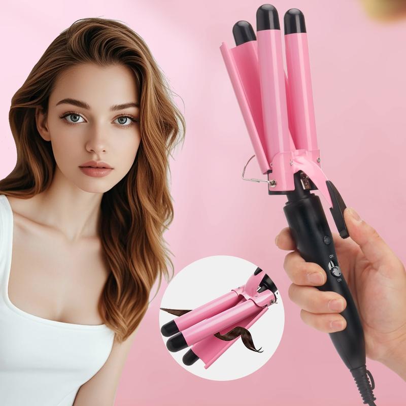 Portable 3-Tube Hair Curler, 1 Box Hair Curling Iron with 3 Counts Barrels, Hair Styling Tool for Home & Travel, Create a Wavy Hairstyle