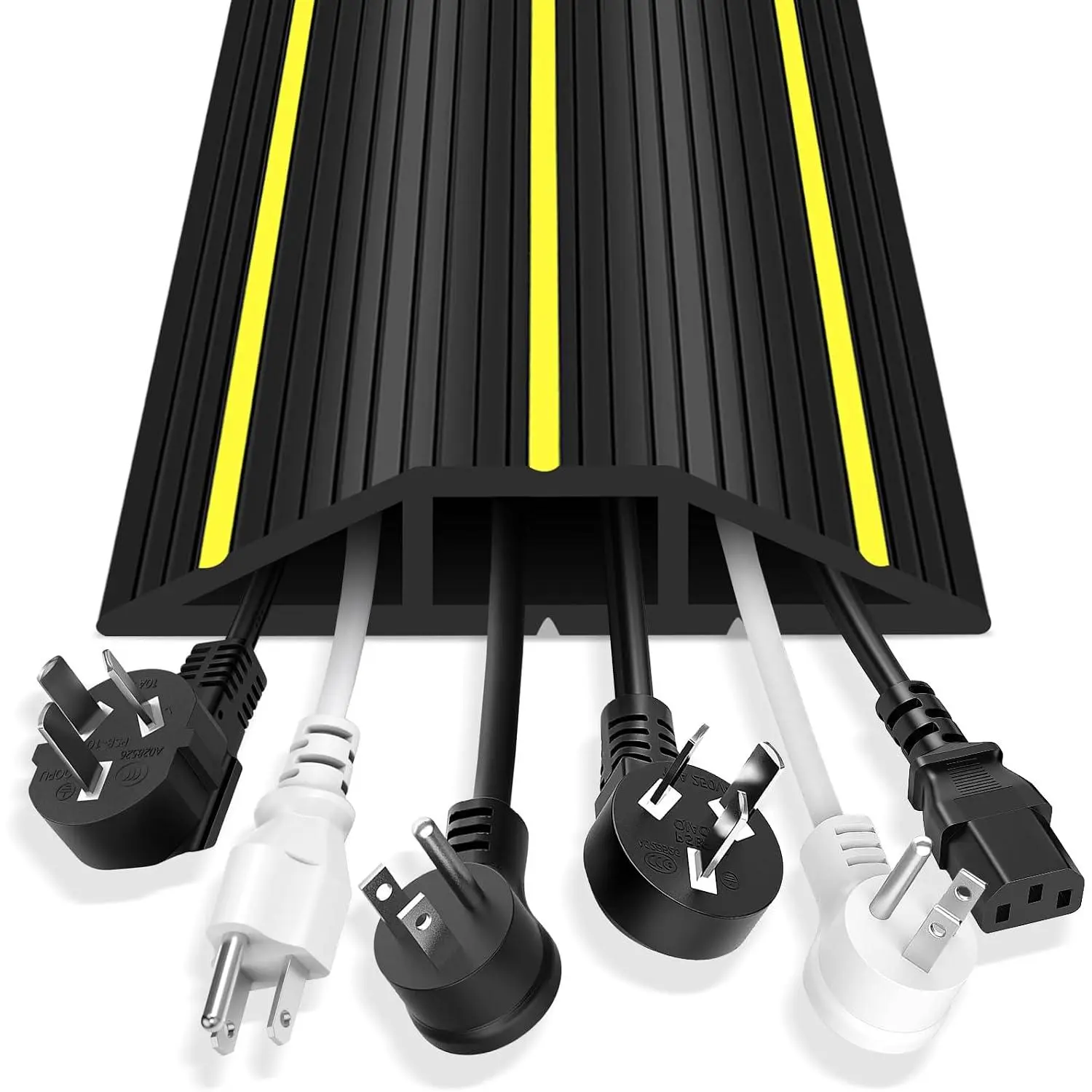 Floor Cord Cover, 6 Ft Heavy Duty  Cover Protector 3 Channels Extension Wire Covers for Floor Cord Hider Management for  Office or Outdoor Settings, Easy to Unroll