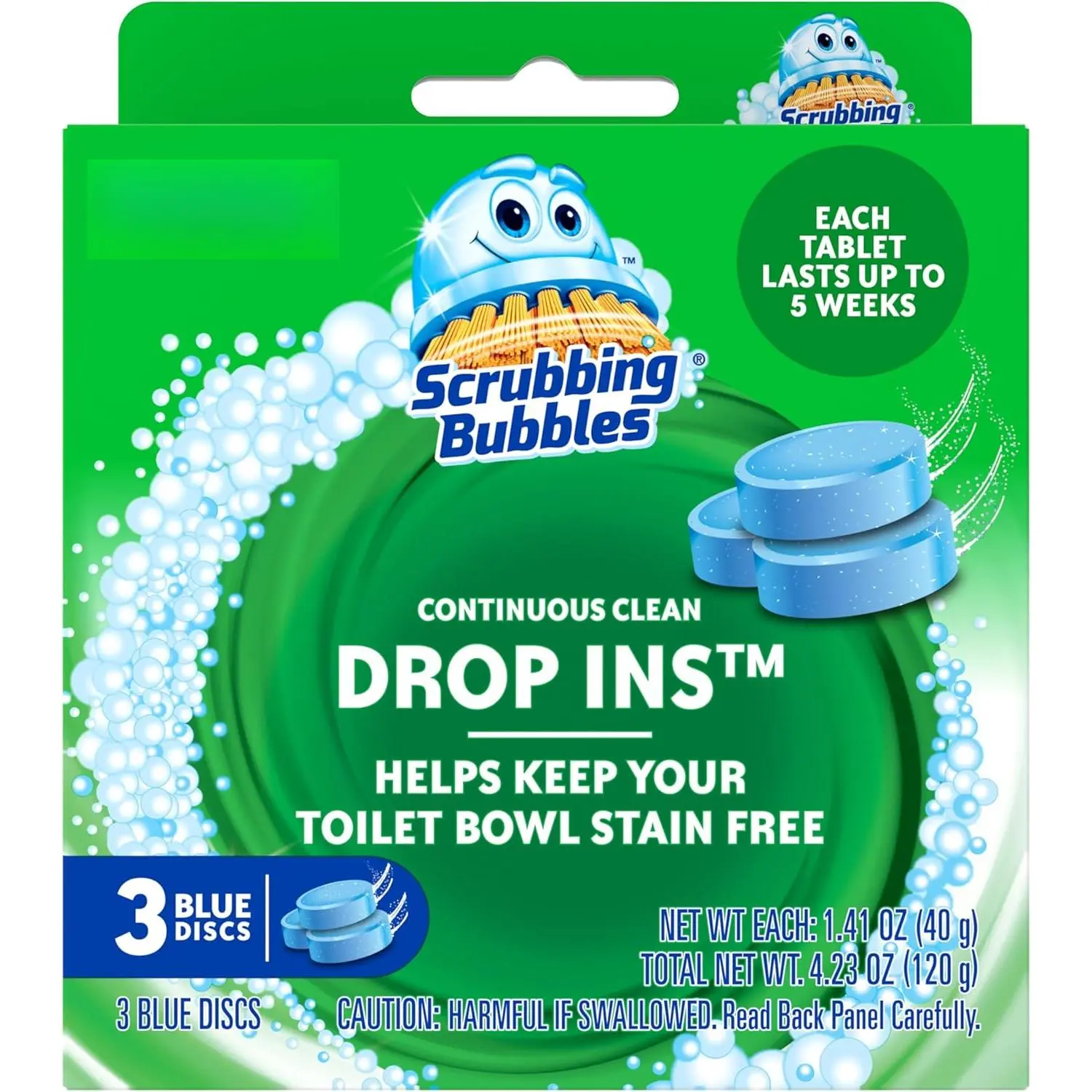 Continuous Clean Toilet Drop-Ins, Automatic Blue Toilet Bowl Cleaner, Septic-Safe Tank Tablets Remove Hard Water Minerals & Limescale, Stain & Smell Protection, 3 Count (Pack of 1)