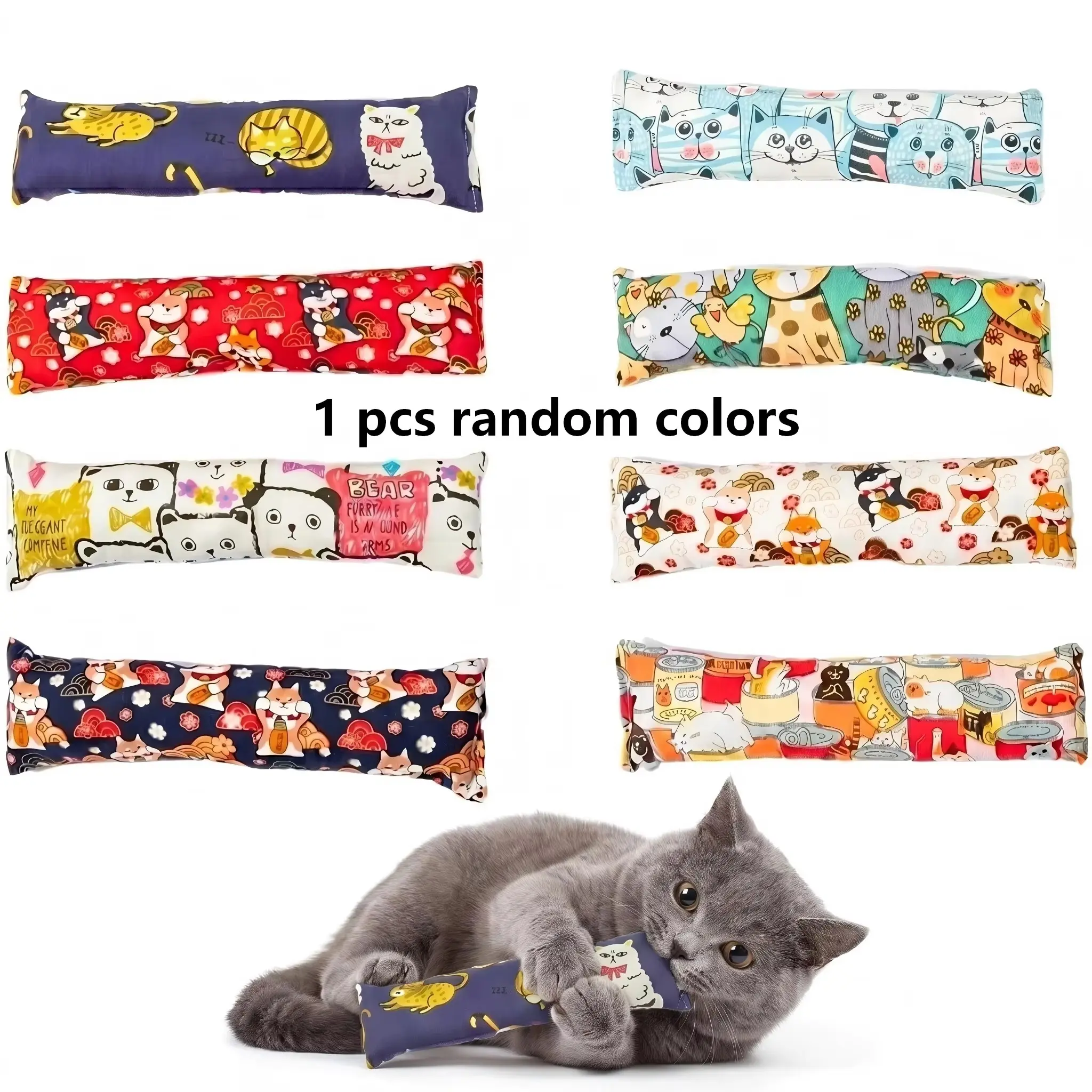 Random Color 1pcs Cat Teething Pillow, Natural Catnip Filled, Stress Relief Pet Toy, Chewable Cat Toy, Small Size, Ideal for Cats