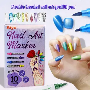 1 box of 10-color dual-tip nail art painting pens, temporary tattoo pens, body painting soft tip paint pens, quick-dry nail art marker pens, nail drawing flower pen set, holiday gift Nail Art Tools, Nail Art Manicure, Nail Art Equipment