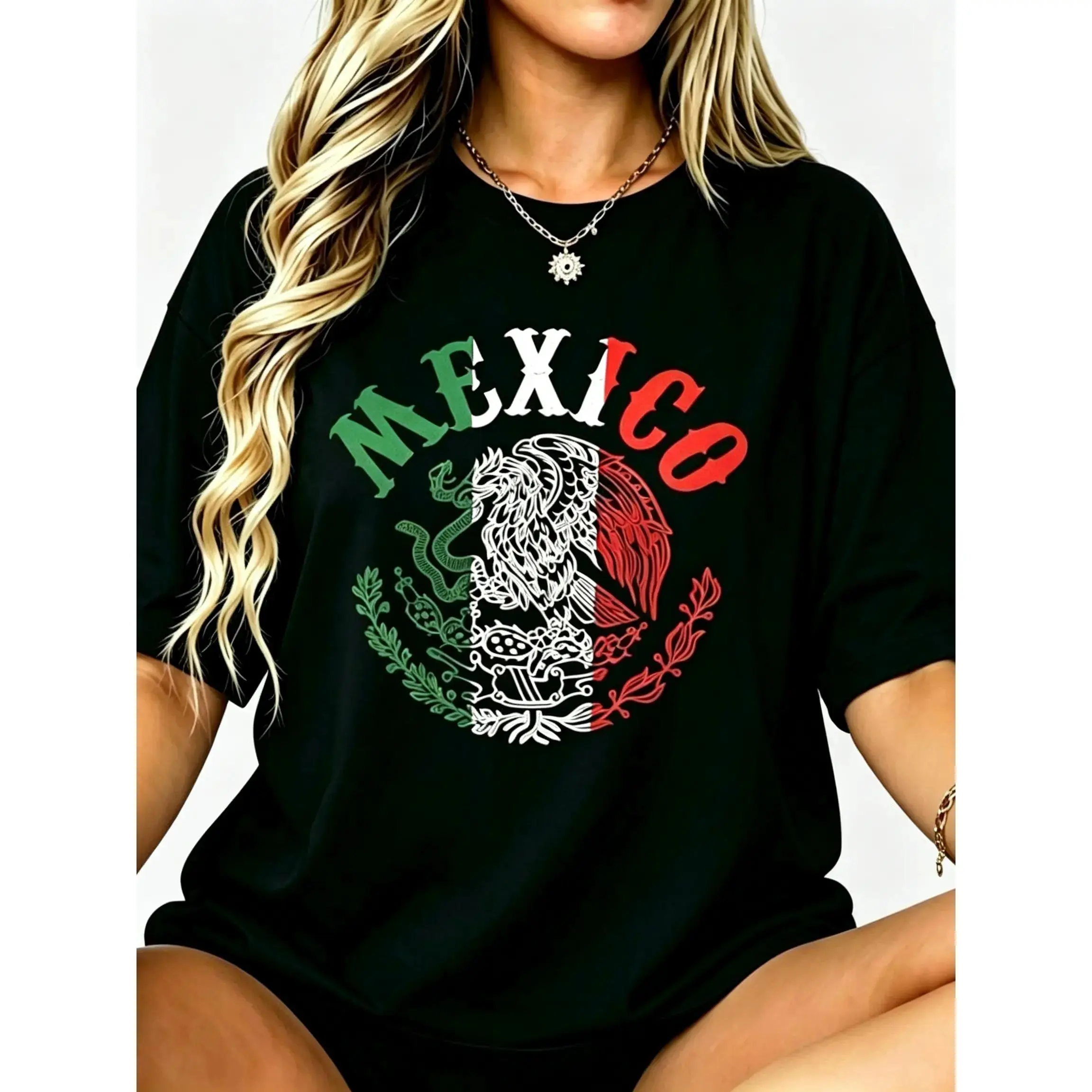 Men's 100% Cotton Casual Round-Crew Neck Mexico Flag Graphic T-Shirt, Mexican Pride Heritage Top, Unisex Fit, Ships from USA