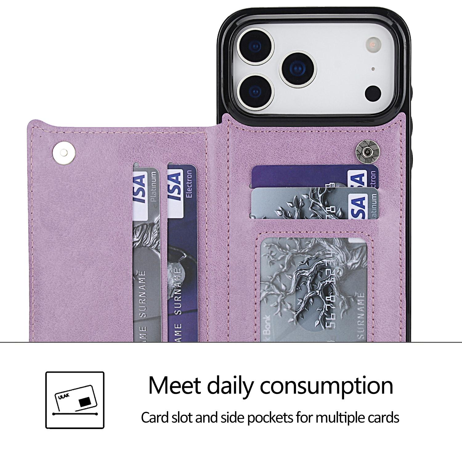 Floral Pattern PU Leather Wallet Case for iPhone 17/16/Pro Max/15/14/13/12 with 3 Card Slots, Magnetic Clasp, RFID Blocking, Kickstand, Durable TPU Bumper - Cellphone