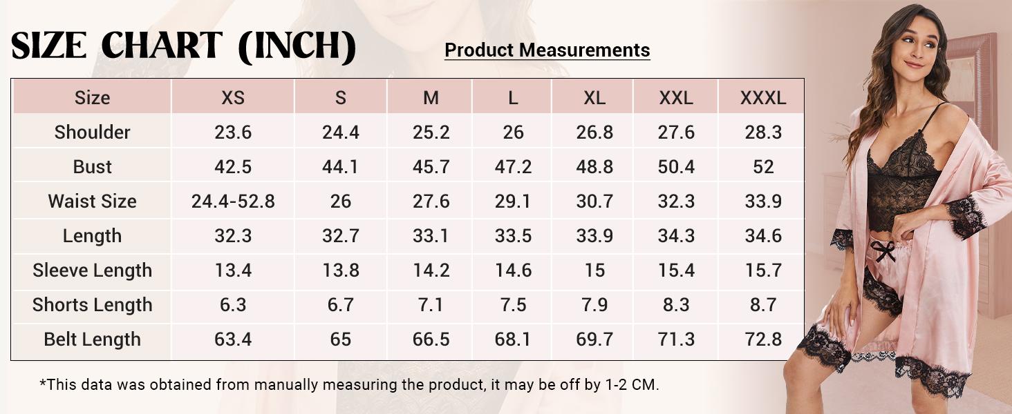 Women's 4-Piece Silk Satin Bridal Honeymoon Sleepwear Set, Floral Lace Cami with Robe