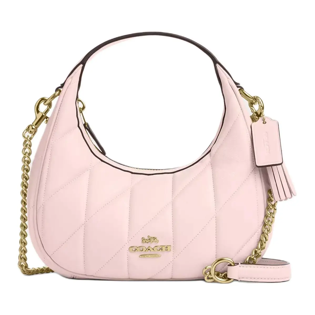 Coach Carmen 20 Metallic Logo Quilted Lambskin Chain Bag – Small, Women’s, Pink