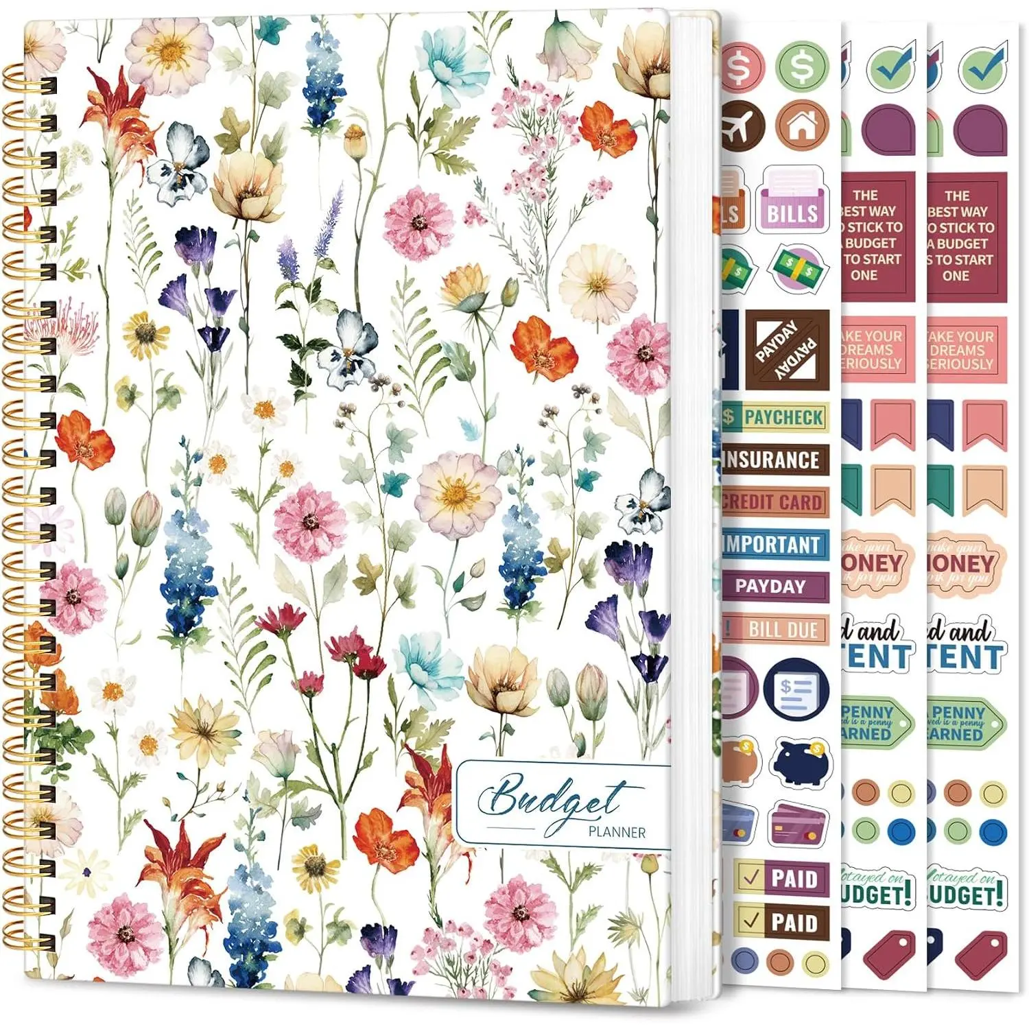 Aesthetic Budget Planner & Monthly Bill Organizer, Undated Budget Book | Wildflowers Monthly Finance Planner with Expense , Budget Notebook & Account Book to Manage Your Finances