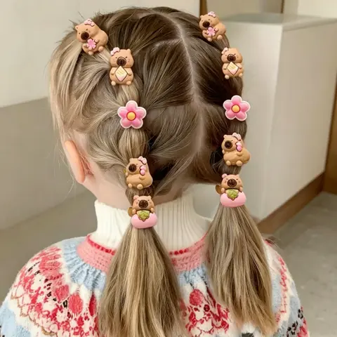 10Pcs/20Pcs Cute Capybara Hair Ties, Elastic Hairstyle Accessory, High Elasticity Soft Non-Damaging, Vibrant Colors Multiple Styles, Perfect for Styling & Makeup Accessories, Hair Decor