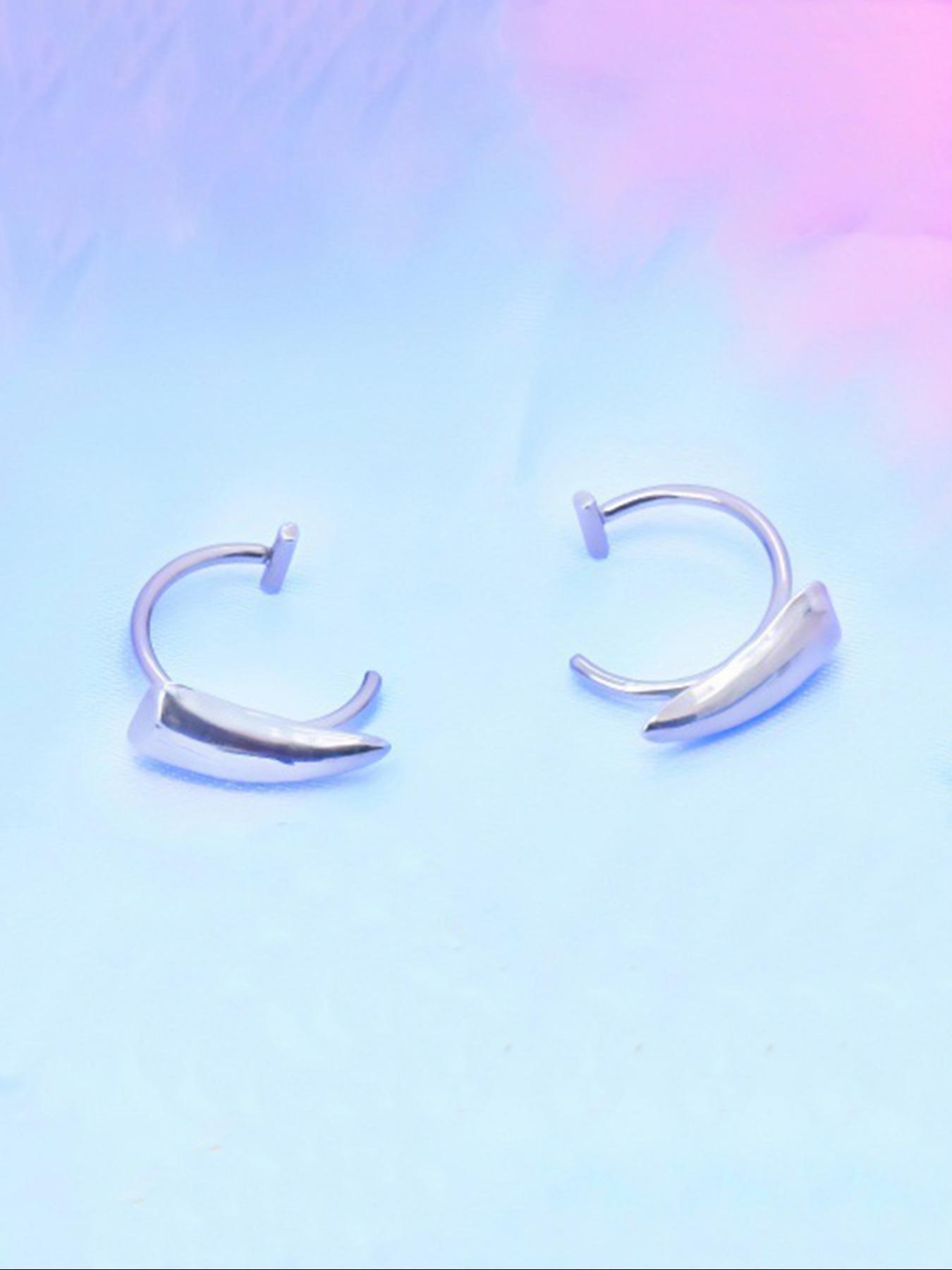 Punk Style Fangs Design Lip Studs, Stainless Steel Lip Rings, Fashionable Body Jewelry for Men & Women, Trendy All-match & Exquisite Jewelry for Birthday Gift, Vertical Labret Jewelry