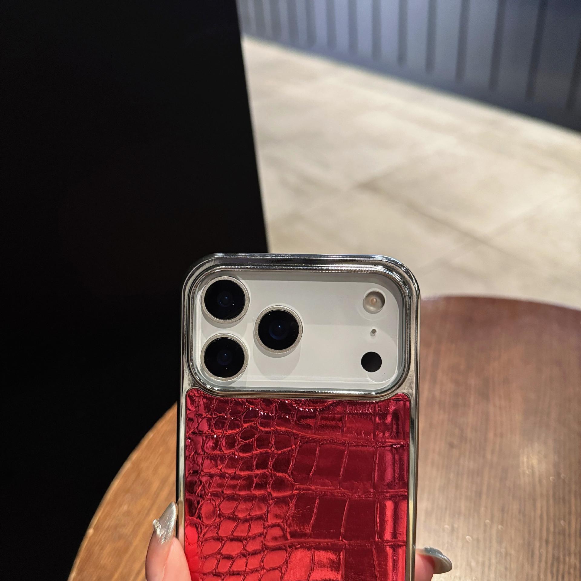 Iridescent Electroplated crocodilePattern Case Suitable for iPhone17, iPhone 16 Pro Max, Vegen Crocodile Leather, high-end feel, anti-drop protective cover