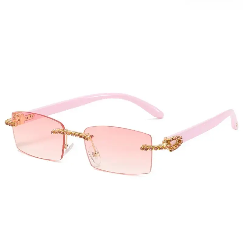 Unisex Retro Slim Rimless Rectangle Sunglasses, Nylon Frame Fashion Eyewear With 100% UV400 Protection Lenses, Clean Lines Design for Daily Walks And Brunch Outings