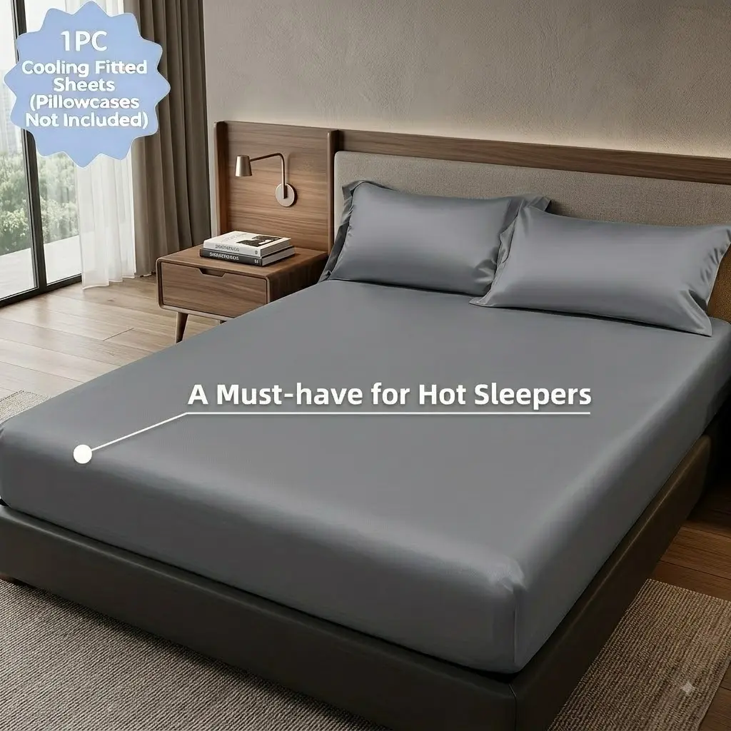Cool Breathable Fitted Sheet, Fitted Mattress Sheets, 360° Elastic Mattress Protector, 9 Solid Colors, Wrinkle & Fade & Shrink Resistant, Machine Washable, All‑Season for Bedroom Dorm Apartment, Pillowcase Not Included