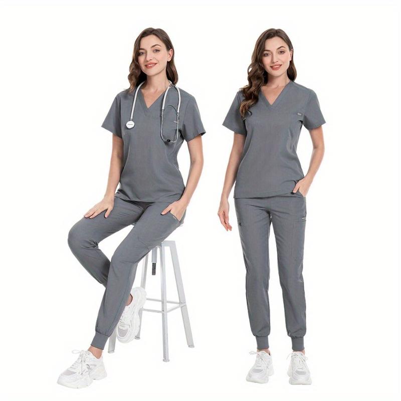 Elastic Clinic Beauty Salon Nurse Uniforms Large Size Men and Women Same Solid Color Work Clothes High Quality