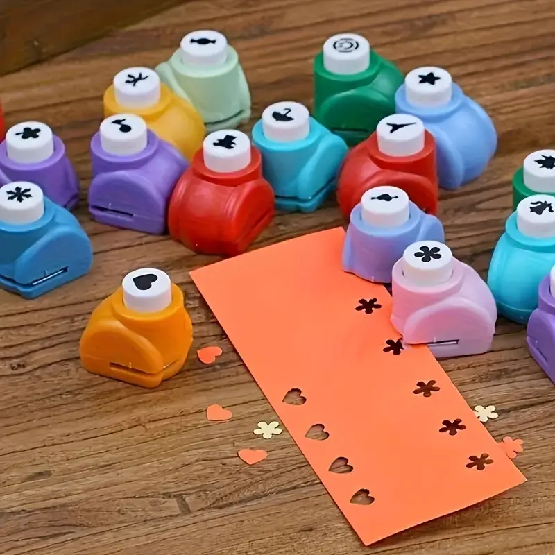 10-Piece Mini Embossing and Paper Punch Set, Multi-Color, Creative Portable Craft Punch Tools for DIY Scrapbooking, Greeting Cards & Journal Decorating