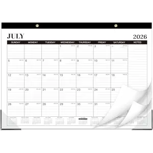 2026-2027 Desk Calendar - Desk Calendar 2026-2027, Jul.2026 - Dec.2027, 18 Monthly Desk/Wall Calendar 2-in-1, 16.8" x 12", Thick Paper with Corner Protectors, Large Ruled Blocks - Classic Black
