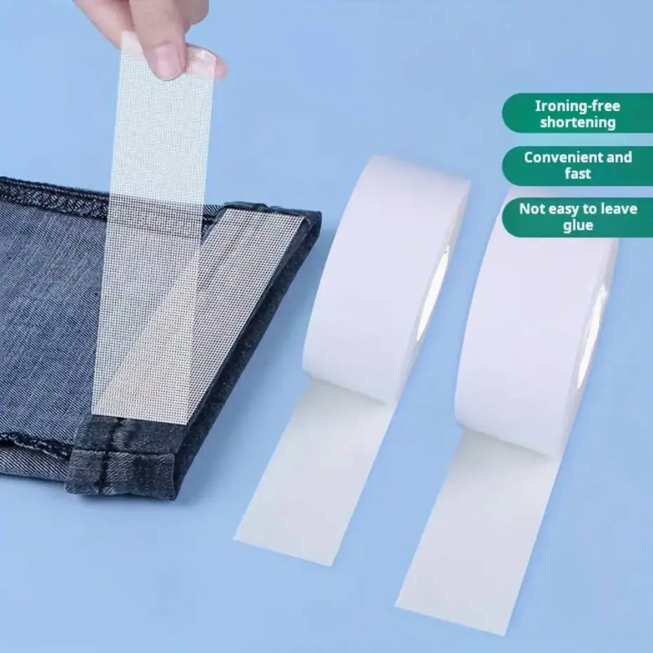 Self-Adhesive Pants Hem Tape, No Sewing Required, Iron-Free, Adjustable 2cm/3cm Width, 10m Roll, Ideal for Long Hems