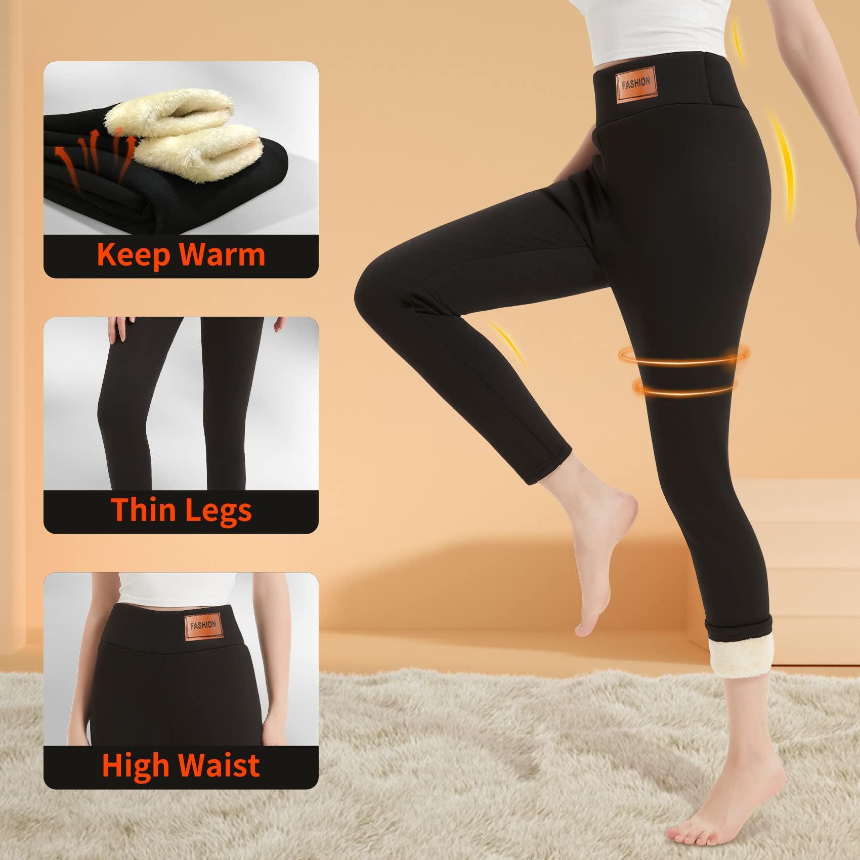 Fleece Lined Leggings Women Tummy Control High Waisted Workout Thick Winter Warm Soft Yoga Pants