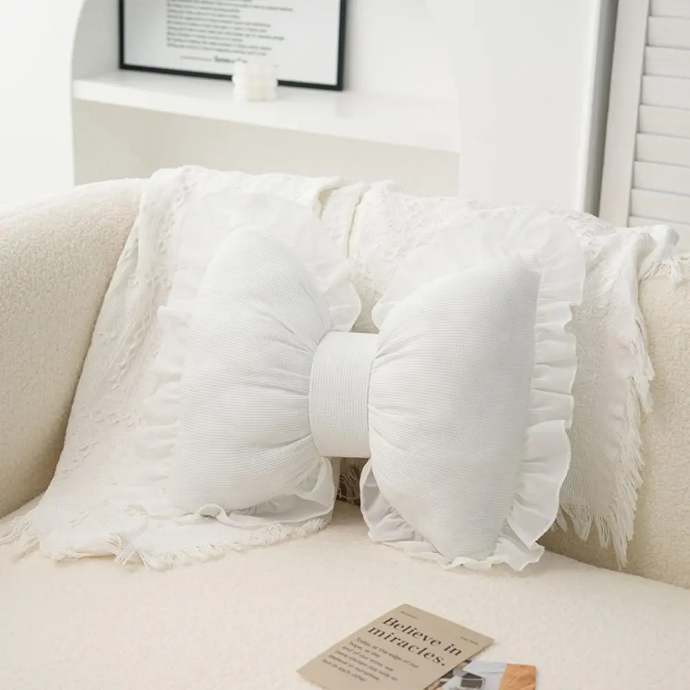 Bow Shaped Throw Pillow Soft Bowknot Decorative Pillows Cute Car Lumbar Pillows Novelty Bow Pillow for Sofa Couch Bed Living Room Bedroom