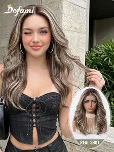 Hemp High Light Pick Color 13x6 Front Lace Long Wavy Wig, Futura Realistic Free Parting Full Headpiece, European Style Daily Commute
