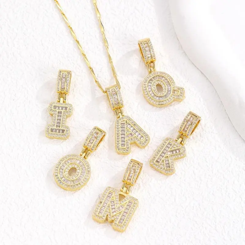 Women's Iced-Out Letter Pendant Necklace Set - 2-Piece Costume Jewelry with Zircon Inlay, Elegant Versatile Accessory for Anniversaries, gifts for your girlfriend