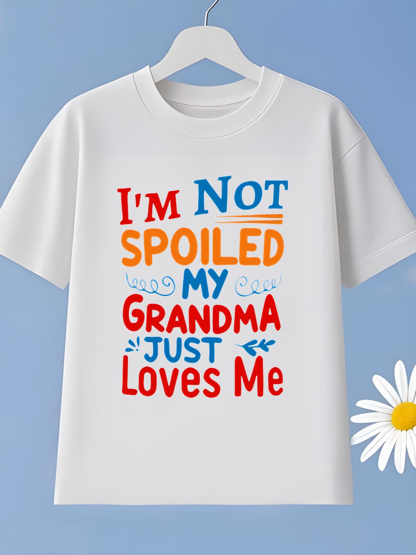 [Soft Boys' Tee] Soft Boys' Short Sleeve Tee | 'I'M Not Pampered, My Grandma Cares for Me' Monogram Design | Light Fabric, Cozy Summer Top, Washable, Sports & Everyday Use