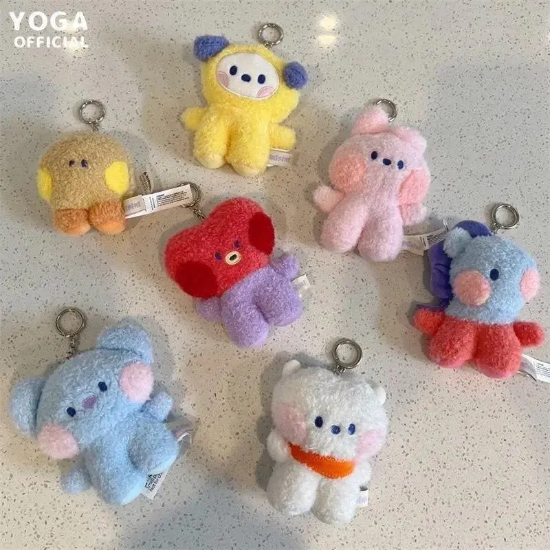 Minini Plush Keychain Kawaii  Mini Baby Series Anime Cute Cartoon RJ MANG COOKY SHOOKY Plush Doll Bag Charm  Girl Gift