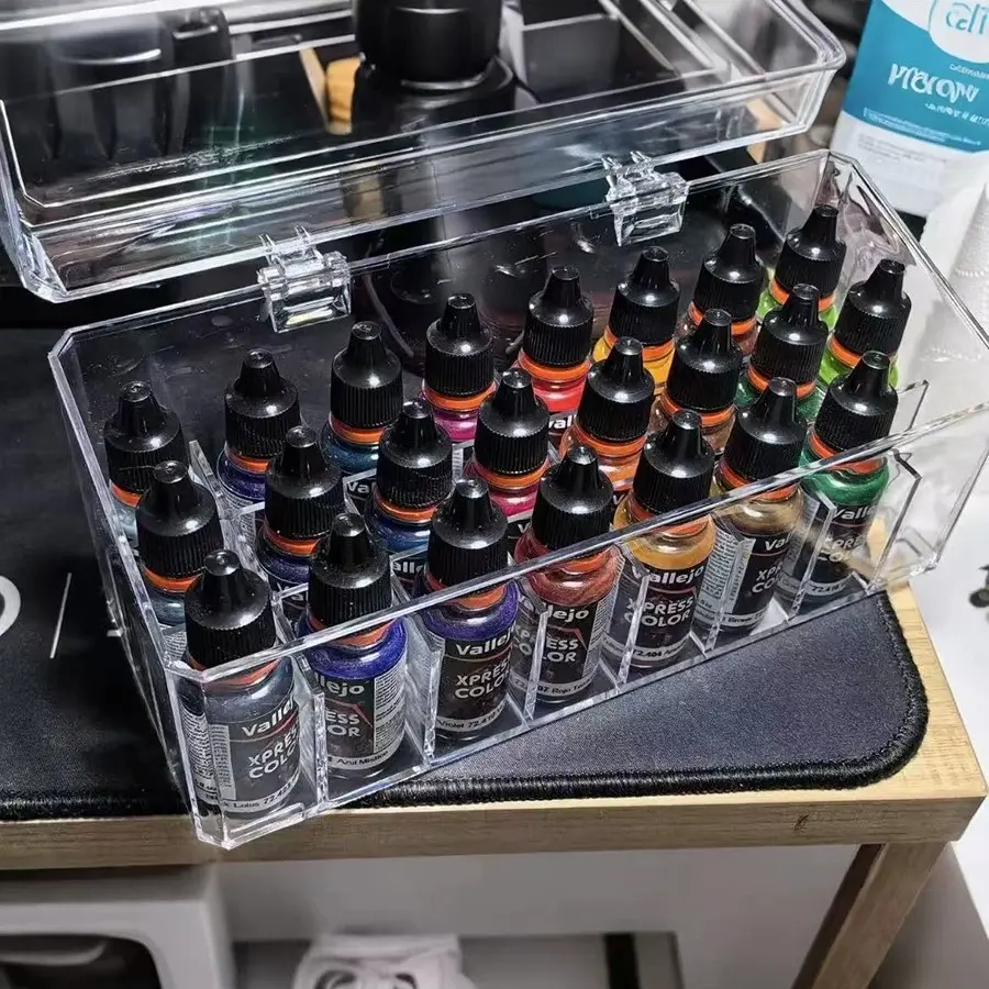 Watercolor Paint Storage Box, Transparent Tube Organizer with Lid, Perfume Sample Holder, Baking Food Coloring Container