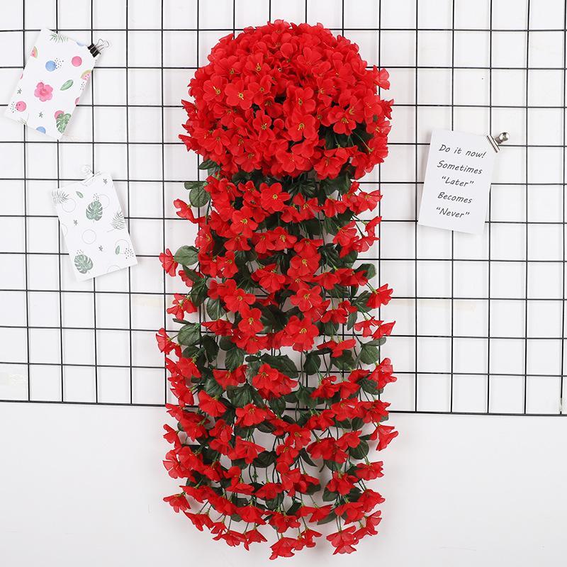 Faux Big Hydrangea Violet Hanging Vines, Durable Plastic Silk Flower Garlands, Balcony Railing Wedding Decor, Home Indoor Outdoor Wall Hangings, Plastic Faux Flowers