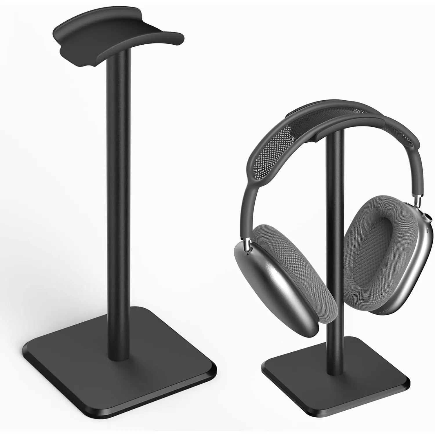 Single Unit Black Headphone Stand with Hanger, Anti-Slip Base, Sponge Pad, TPU + Alloy Construction - Audio Accessory for AirPods Max