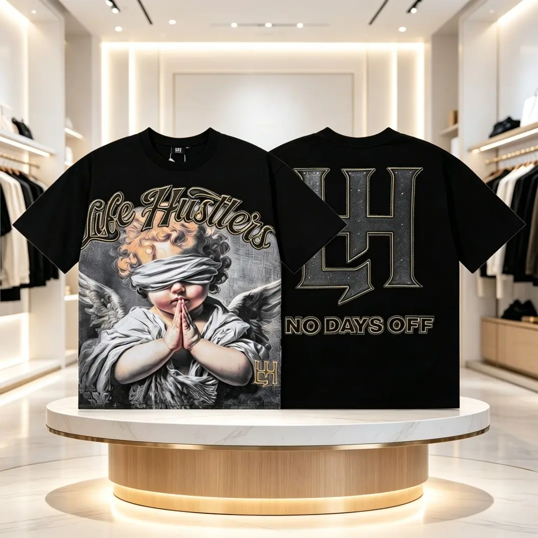 Trending Life Hustlers Rhinestone Graphic T-Shirt Cotton Tee Oversized Masked Angel Archer Print Shirt Y2K Streetwear Hip Hop Fashion Short Sleeve Top Soft Breathable Unisex Summer Gift