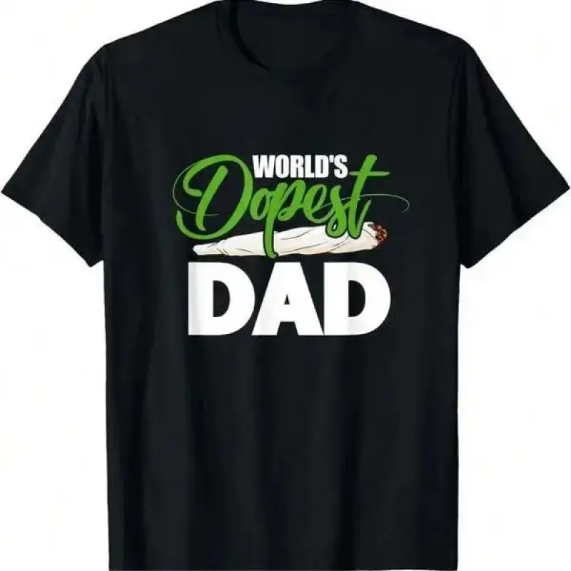 100%25 Cotton World's Dopest Dad Funny Fathers Day T-Shirt Casual Crewneck