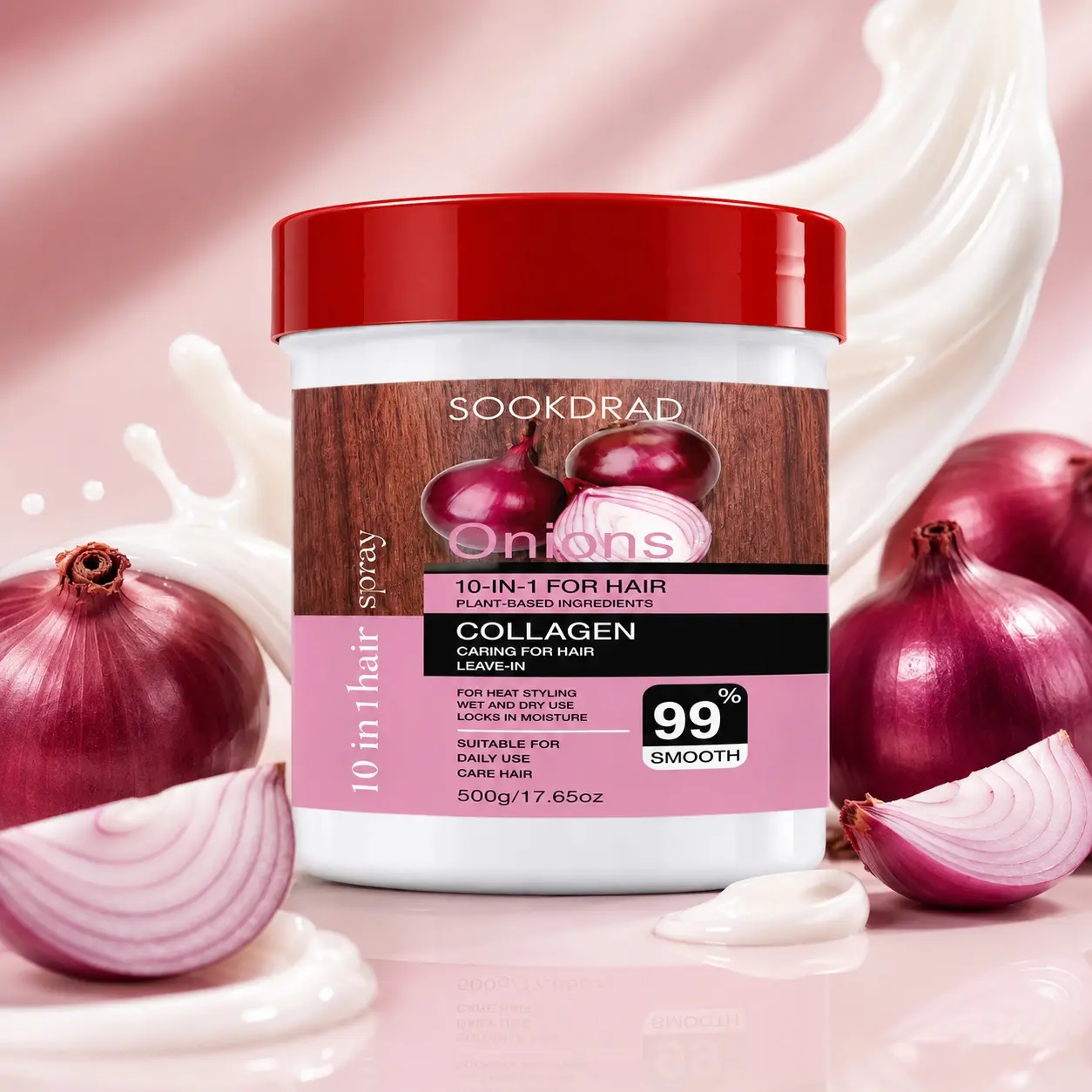 10-In-1 Hair Leave-In Treatment, Onion Collagen, Smooth Hair, Lock Moisture, Wet Dry Use, Heat Styling, Daily Hair Care