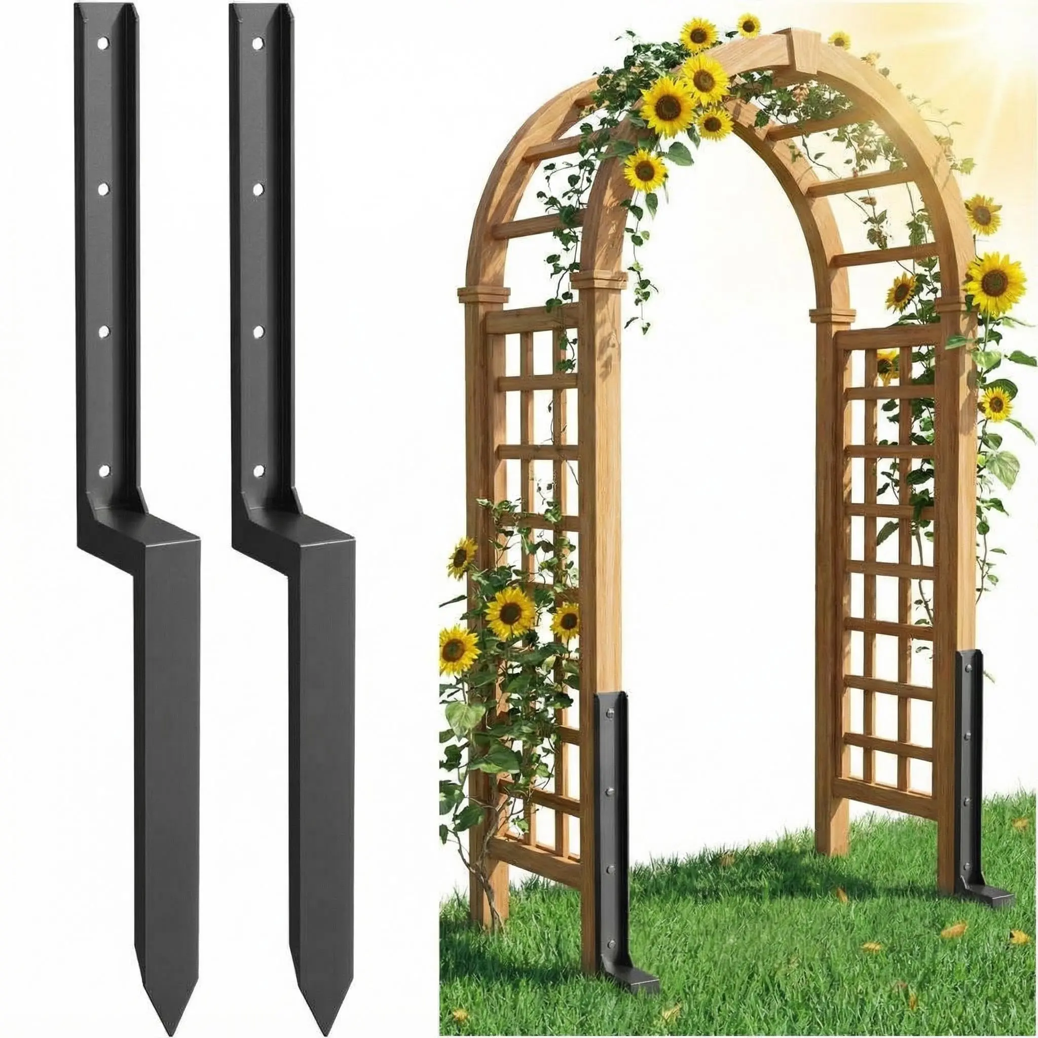 Garvee 2 Packs Fence Post Repair Kit-Heavy Duty Metal Fence Repair Stakes,Multifunctional Support Stakes for Garden Fencing,Quick Fix Broken/Leaning 4x4/6x6 Wood Posts