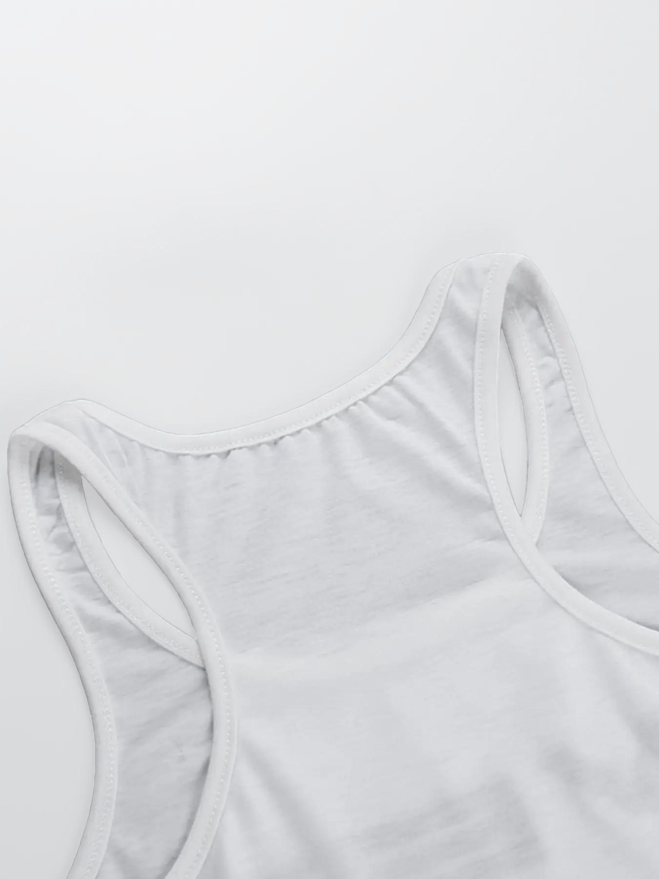 Women's Letter Print Round Neck Knitted Tank Top, Casual Streetwear Sleeveless Cropped Top for Summer, Ladies Teen Girls Clothes for Daily Wear