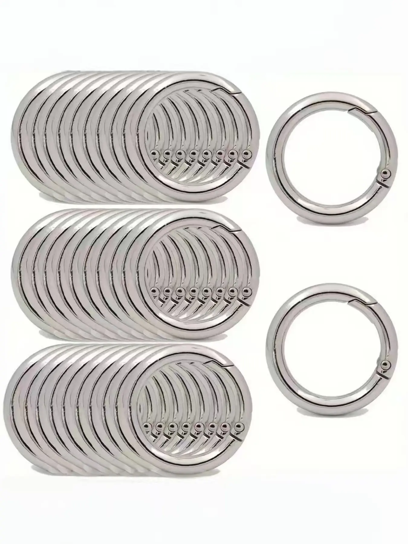32-Pack Large Spring O-Ring Carabiner, Carabiner Clips, Quick Hook, Durable, Ideal for Camping and Hiking, Metal Clip for Ropes, Chains, Keychains