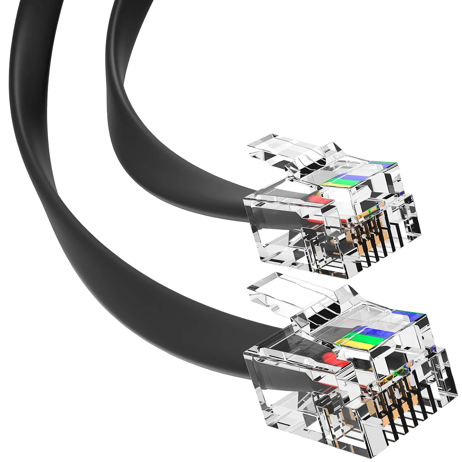 3FT RJ11  Phone Cord for Landline Phones, Telephone Cord RJ11 to RJ11 6P4C Phone Line  for Modem, Fax & Telephone Line, Black