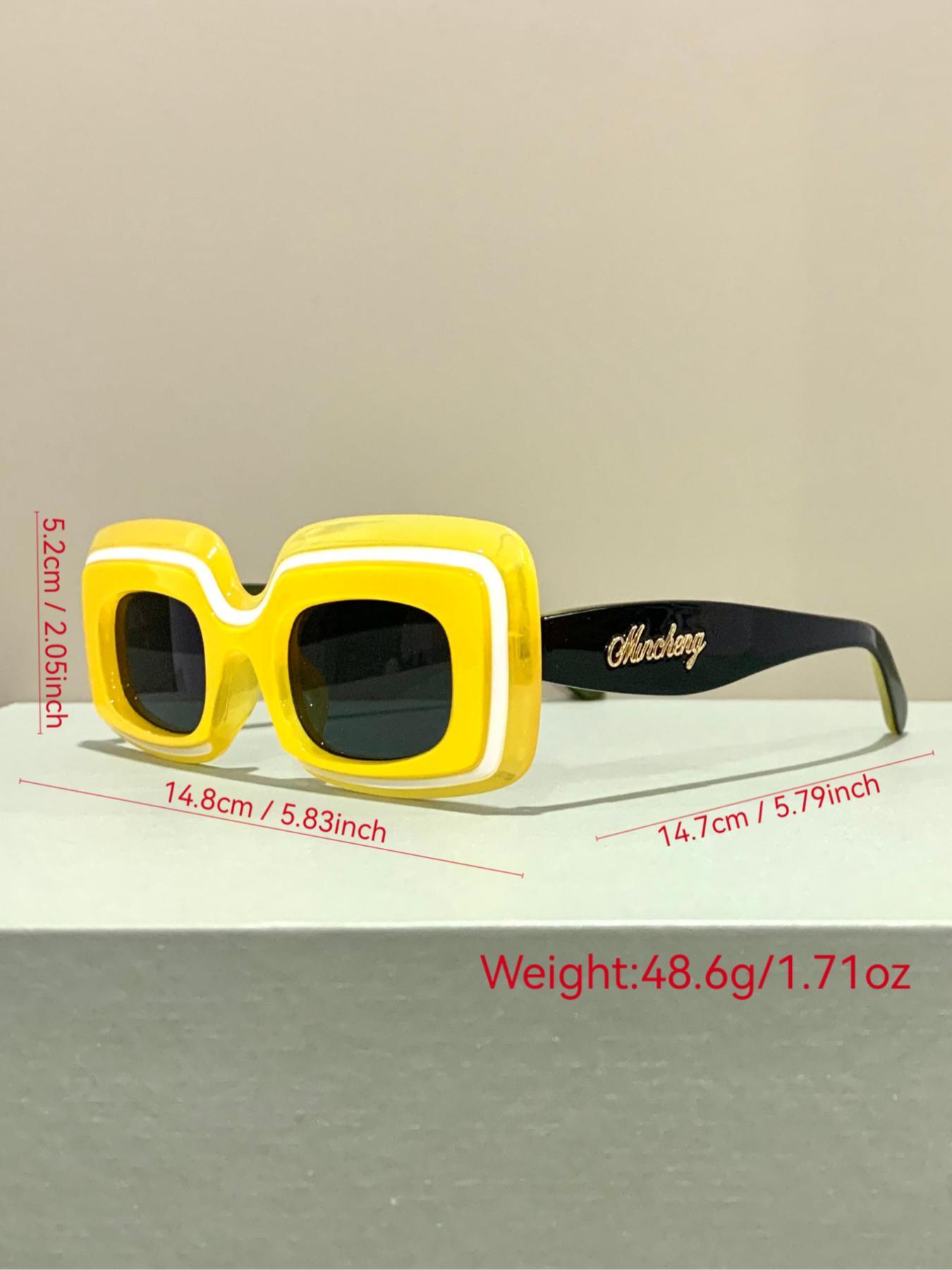 Y2K Style Rectangle Frame Glasses, Trendy Casual Glasses for Women and Men, Fashion Accessories for Everyday Use and Outdoor Activities, Trendy Beach Eyewear