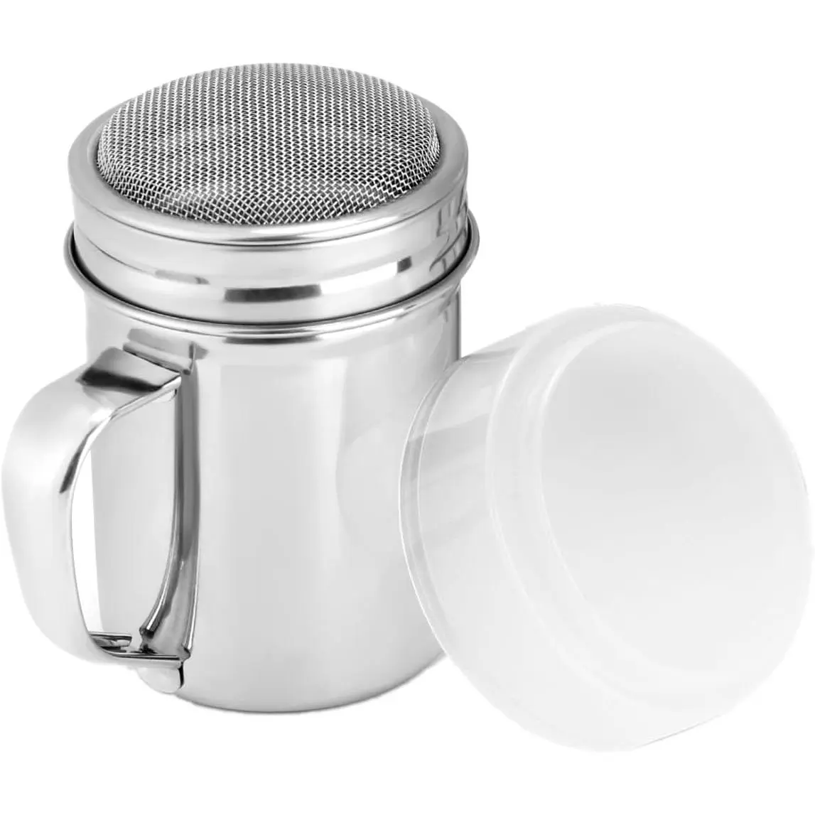 Powdered Sugar Shaker Duster with Handle, Cinnamon Shaker Flour Duster Sifter, Fine Mesh Stainless Steel Shaker for Sugar Flour Cocoa Coffee Bar, 6 Ounce, 1 Pack