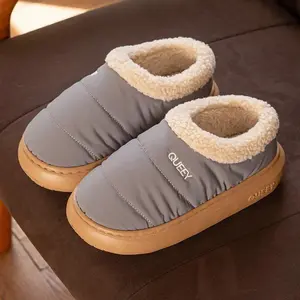 Winter Couple Comfortable Waterproof Cotton Slippers Outdoor Padded Non-slip Cotton Shoes Indoor Package Heel Ladies Warm Shoes
