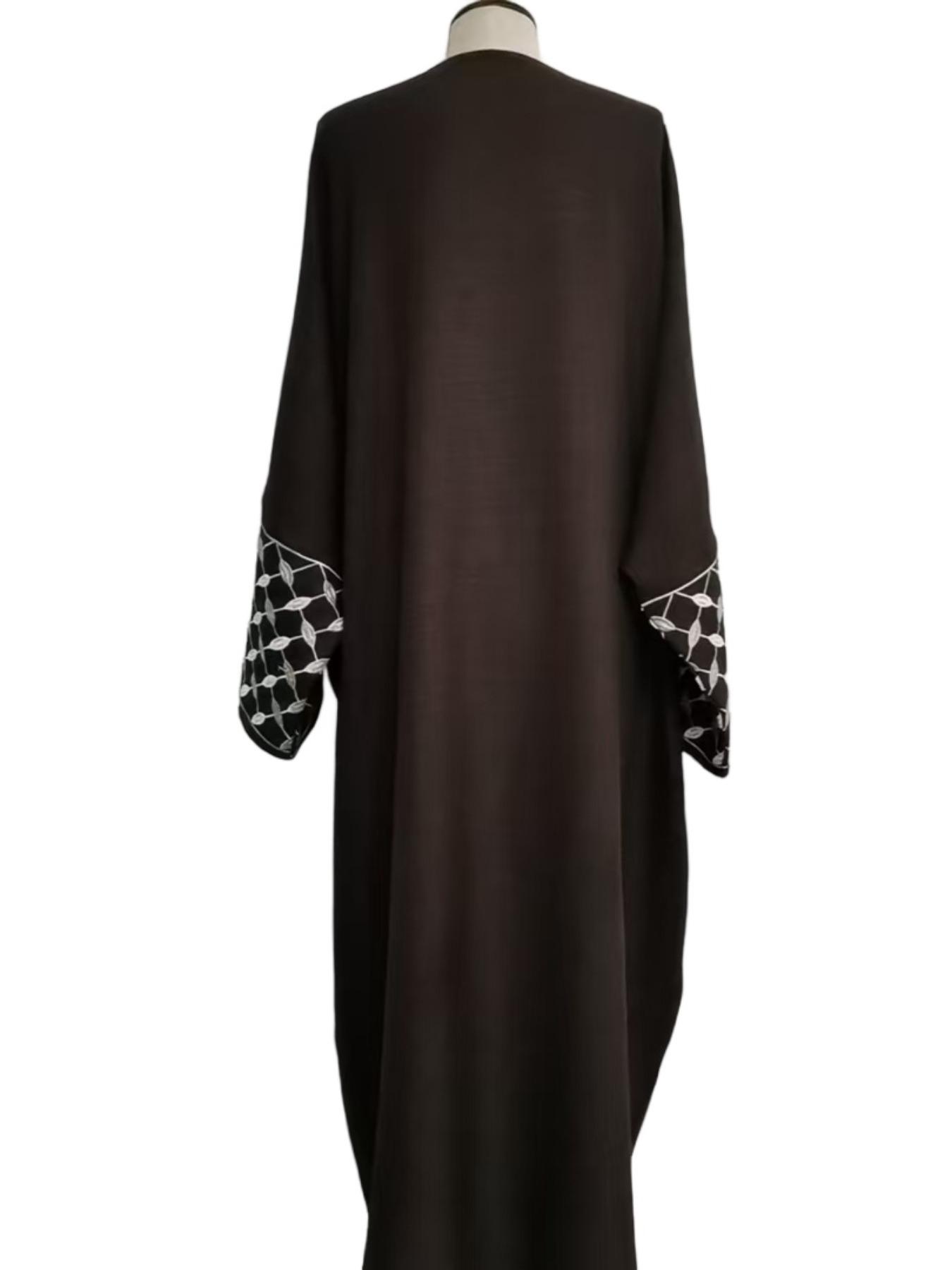 Women's Embroidery Modesty Abaya, Modest Casual Long Sleeve Abaya for Daily Wear, Ladies Islamic Clothing for All Seasons