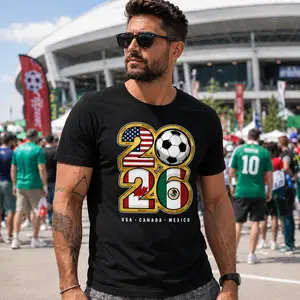 Men's Soccer Fan T-Shirt USA Canada Mexico Graphic Tee, 2026 Game Day Stadium Party Shirt, Short Sleeve Casual Football Match Season Sports Gift for Fans