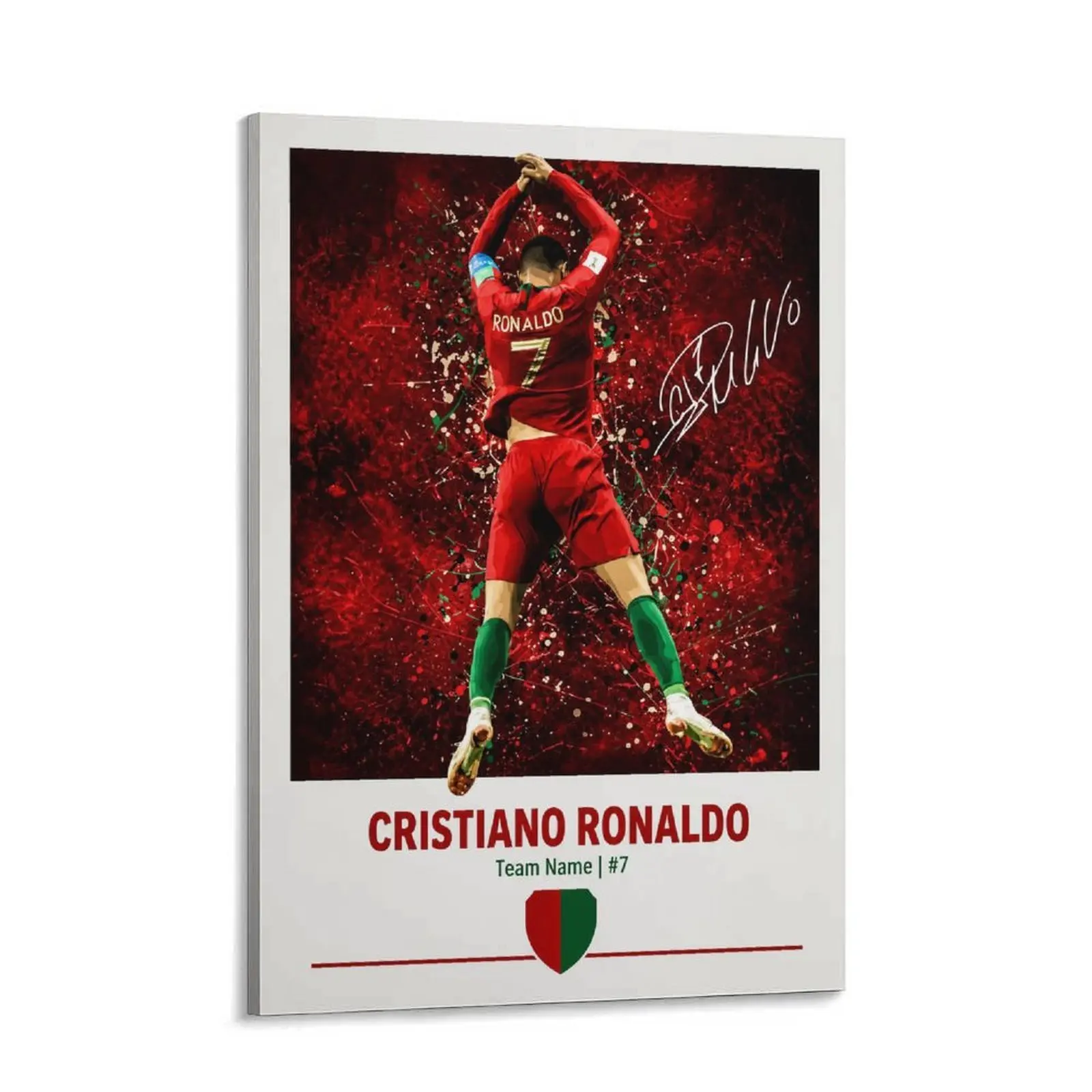 Cristiano Ronaldo CR7 Back Version Minimalist Canvas Wall Art Print, Framed Hanging Artwork, Ideal Gift for Soccer Fans’ Man Cave Home Decor