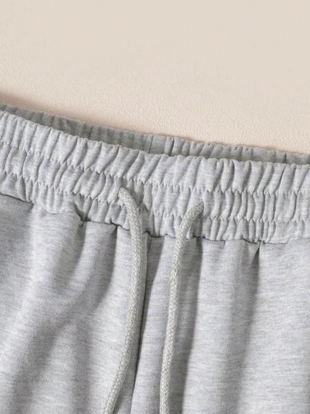 2PCS Casual Knitted Fabric Fashion Sports Round Neck Short Sleeve T-shirt+Elastic Warm Shorts Matching Two Piece Set