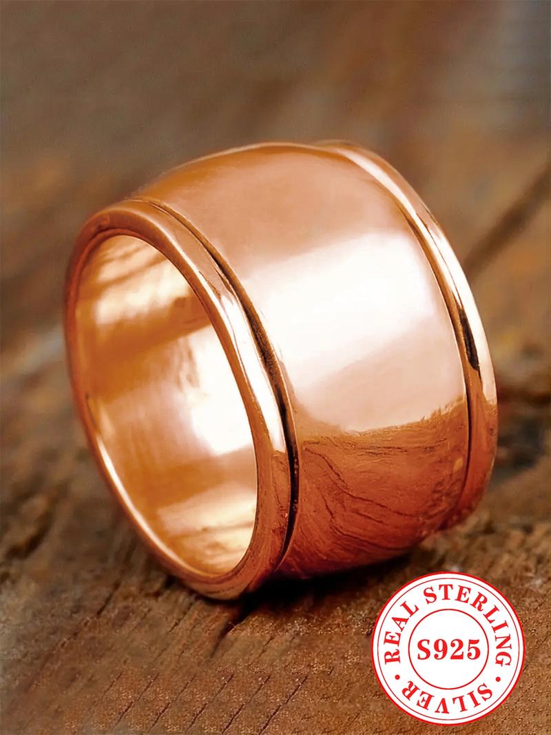 925 Sterling Silver Simple Style Plain Color Ring, Fashion Jewelry for Party, Daily Clothing Decor, Trendy All-match & Exquisite Jewelry for Birthday Gift, Unique Rings