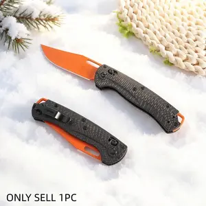 1pc 15535 Folding Knife, Carbon Fiber Handle, High-Quality Edc Pocket Knife, Fruit Knife, Camping Fishing Hiking, Hard Blade, Men's Gift