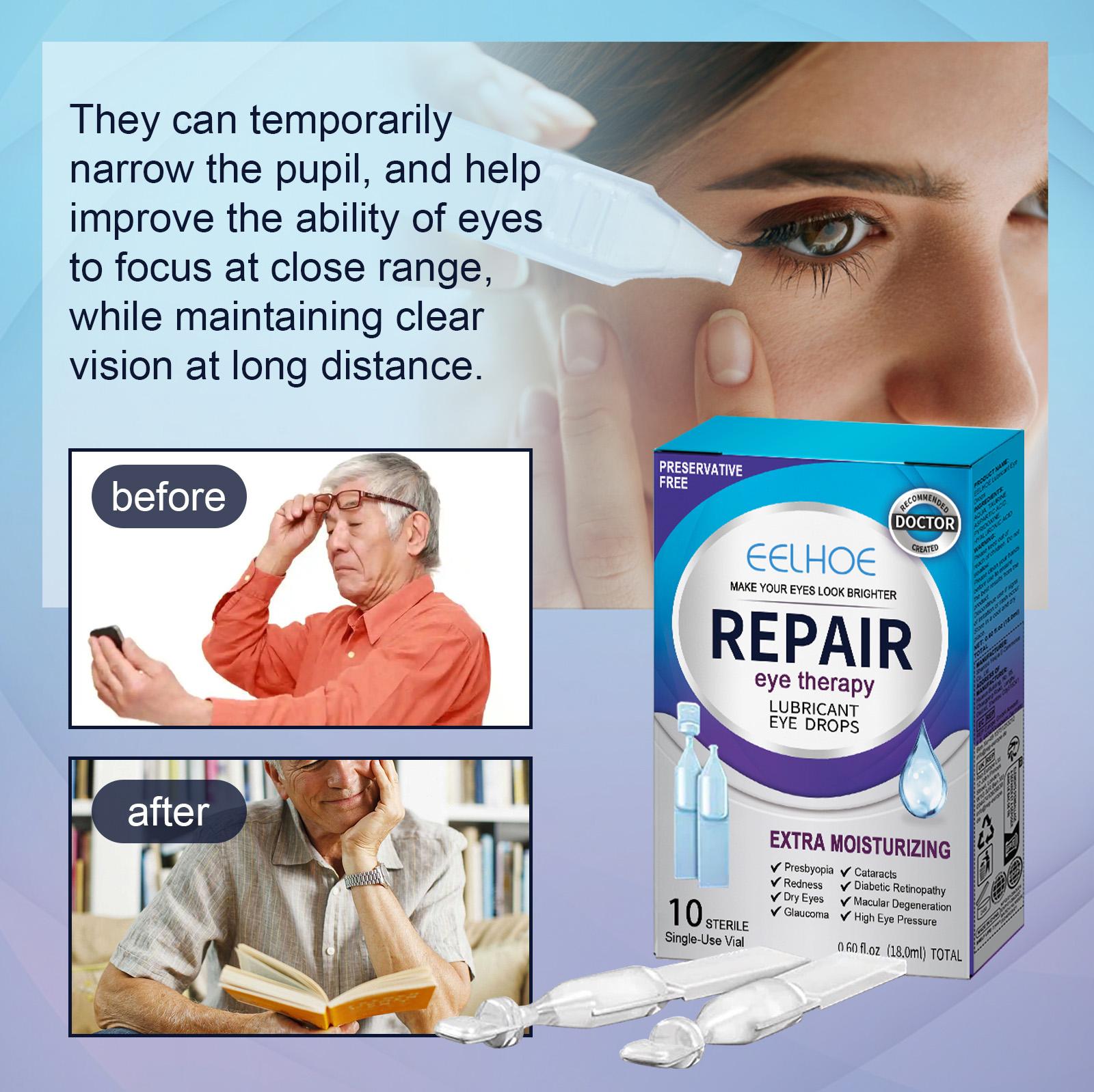 Dry Eye Therapy Lubricating Eye Drops for Dry Eyes, Preservative Free eye drops, 10 Single-Use Vials